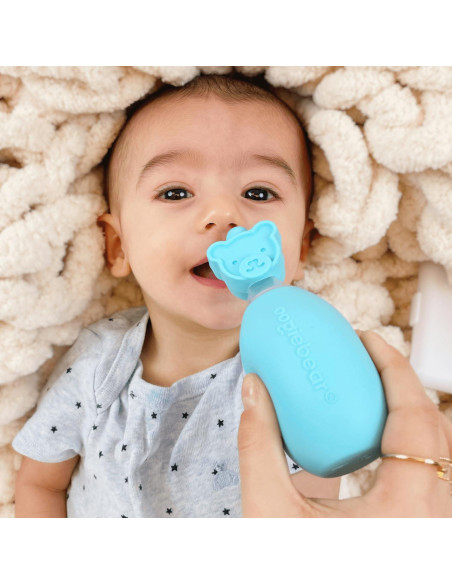 Aspirador Nasal Oogiebear para Bebés - Bulbo de Silicona Azul