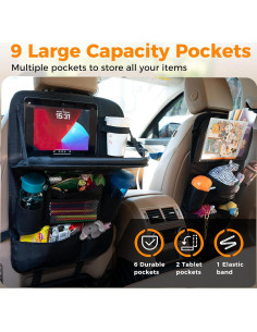 Organizador de Asiento Trasero de Coche Haoxiang, 9 Bolsillos, Negro 2