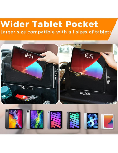 Organizador de Asiento Trasero de Coche Haoxiang, 9 Bolsillos, Negro