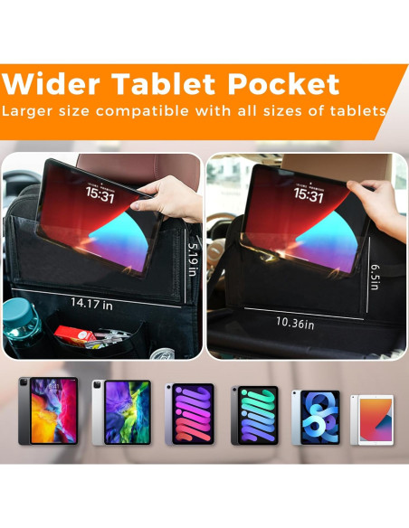 Organizador de Asiento Trasero de Coche Haoxiang, 9 Bolsillos, Negro