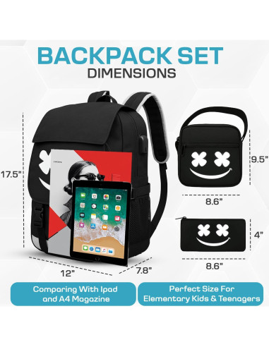 Mochila Escolar 3 en 1 Glowindark Impermeable con USB 35L