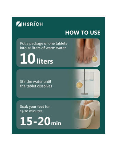 Tabletas de Baño de Hidrógeno H2RICH para Pies - 2 Piezas