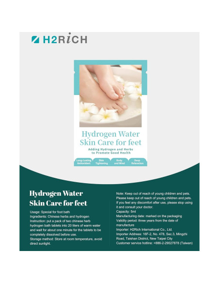 Tabletas de Baño de Hidrógeno H2RICH para Pies - 2 Piezas
