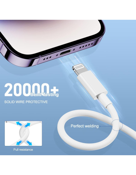 Paquete de 3 Cables Lightning a USB Citelect 1 Pie Carga Rápida Paquete de 3 Cables Lightning a USB Citelect 1 Pie Carga Rápida