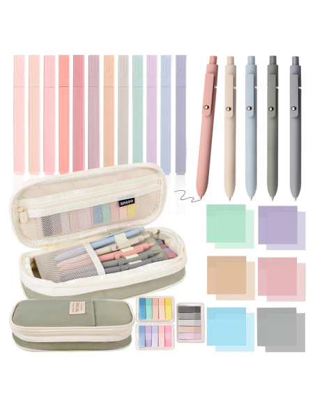 27 Piezas Suministros Escolares ChezMax - Marcadores, Bolígrafos y Notas