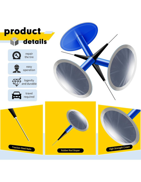 Kit de Reparación de Neumáticos ZOSANY 33 PZS con Tapones de Hongo Kit de Reparación de Neumáticos ZOSANY 33 PZS con Tapones de Hongo