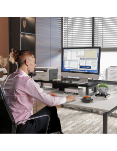 Soporte Elevador para Doble Monitor WESTREE 91x25cm Madera y Acero 2