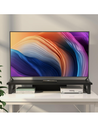 Soporte Elevador para Doble Monitor WESTREE 91x25cm Madera y Acero