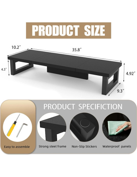 Soporte Elevador para Doble Monitor WESTREE 91x25cm Madera y Acero