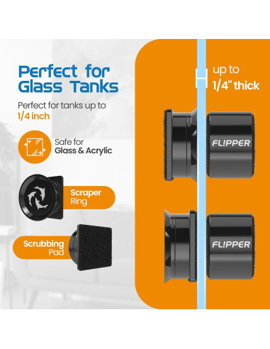 Limpiador Magnético de Acuario FL!PPER Pico - 2 en 1 para Tanques de Vidrio