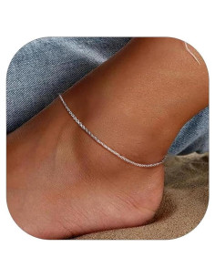 Pulsera de Tobillo de Plata Esterlina 925 Prosilver Ajustable 22-27 cm