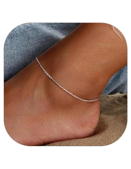 Pulsera de Tobillo de Plata Esterlina 925 Prosilver Ajustable 22-27 cm Pulsera de Tobillo de Plata Esterlina 925 Prosilver Ajustable 22-27 cm