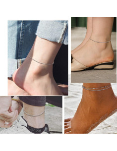 Pulsera de Tobillo de Plata Esterlina 925 Prosilver Ajustable 22-27 cm 2