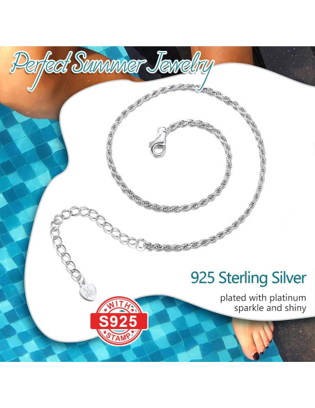 Pulsera de Tobillo de Plata Esterlina 925 Prosilver Ajustable 22-27 cm Pulsera de Tobillo de Plata Esterlina 925 Prosilver Ajustable 22-27 cm