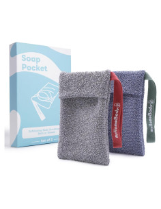 Bolsa de Jabón Exfoliante myHomeBody - 2 Paquete, Azul y Gris