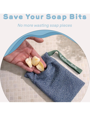 Bolsa de Jabón Exfoliante myHomeBody - 2 Paquete, Azul y Gris