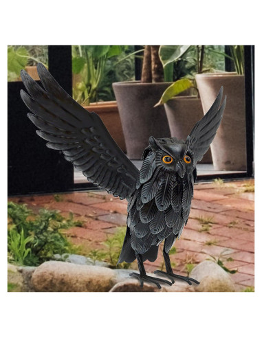 Estatua de Búho Solar Natelf para Jardín, Disuasor de Animales