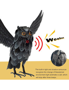 Estatua de Búho Solar Natelf para Jardín, Disuasor de Animales 2