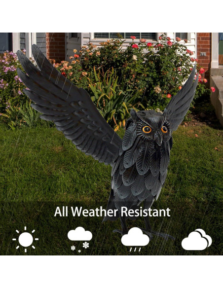 Estatua de Búho Solar Natelf para Jardín, Disuasor de Animales