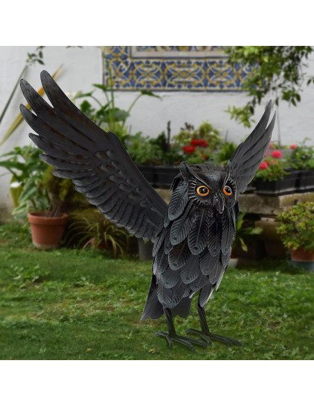 Estatua de Búho Solar Natelf para Jardín, Disuasor de Animales