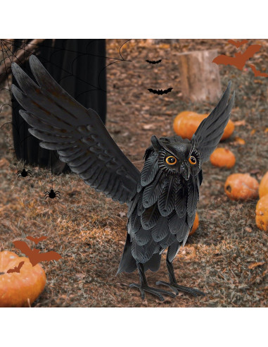Estatua de Búho Solar Natelf para Jardín, Disuasor de Animales