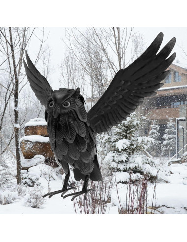 Estatua de Búho Solar Natelf para Jardín, Disuasor de Animales