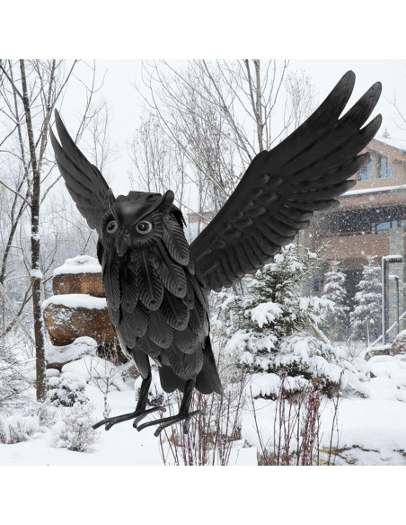 Estatua de Búho Solar Natelf para Jardín, Disuasor de Animales