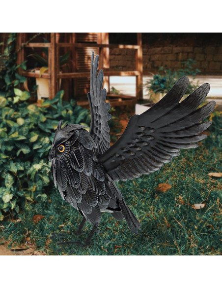 Estatua de Búho Solar Natelf para Jardín, Disuasor de Animales