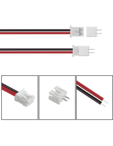 Kit 100 Pcs Conectores JST PH 2.0 2 Pin con Cables 150mm