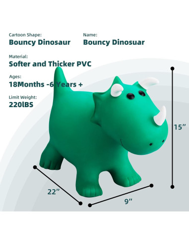 Juguete Inflable Dinosaurio Saltarín EVERICH Verde 1.3kg
