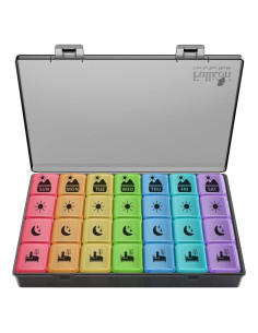 Organizador de Pastillas Semanal Fullicon 4 Veces al Día 28 Compartimentos