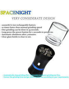 Molino Eléctrico Spacenight Compacto para Hierbas - 48g 2