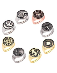 Conjunto de Anillos de Sigilo Game of Thrones - 8 Anillos Ajustables
