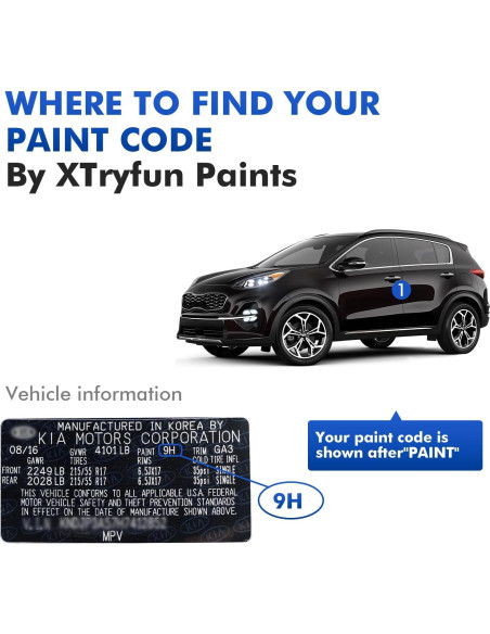 Pintura de Retoque XTryfun 1D Blanco Claro para Kia 11.8ml Pintura de Retoque XTryfun 1D Blanco Claro para Kia 11.8ml