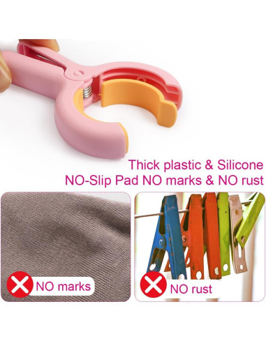 Pinzas para Sillas de Playa PAMISO Rosa Brillante 4 Pcs