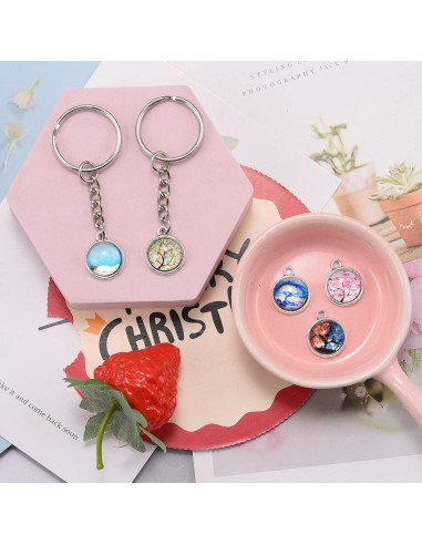 60 Bandejas de Colgante Redondas 12mm Aleación Zinc Plata