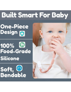 Clip de Chupete de Silicona 100% Grado Alimenticio Rubor 2