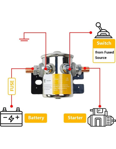 Relé de Solenoide 12V LLNSEAUTO 300A con Diodo y Resistor