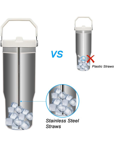 Popotes de metal reutilizables BuildLife para Stanley 30oz, 6 unidades