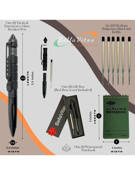 Bolígrafo Táctico Militar BellaVitas con Cuaderno Impermeable Bolígrafo Táctico Militar BellaVitas con Cuaderno Impermeable