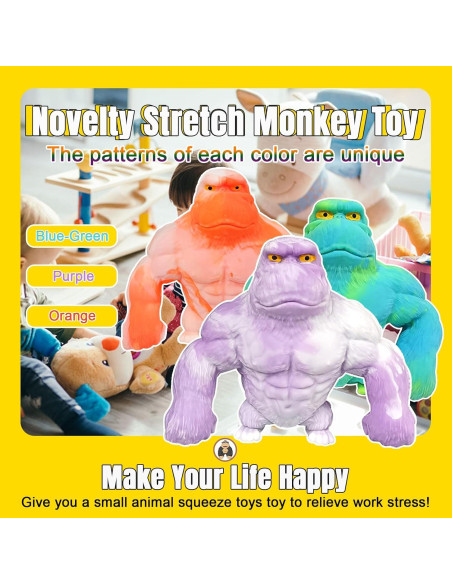 Juguete Antiestrés Gorila YHan Mediano Púrpura Aplastable