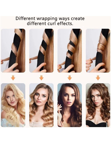 Juego de Rulos de Satén Sin Calor OHOO - 1 Cuenta Negro