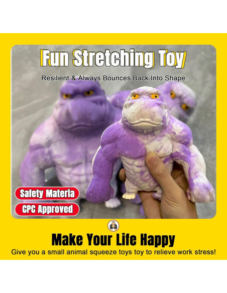 Juguete Antiestrés Gorila YHan Mediano Púrpura Aplastable