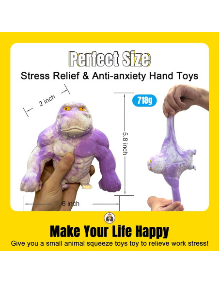 Juguete Antiestrés Gorila YHan Mediano Púrpura Aplastable