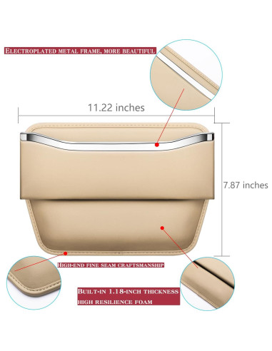 Organizador de Relleno de Espacio entre Asientos HOLDCY Beige - 2 Paquete