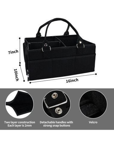 Caddy Organizador de Pañales XUANGUO Negro Grande 40.64x25.4cm
