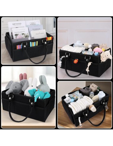 Caddy Organizador de Pañales XUANGUO Negro Grande 40.64x25.4cm