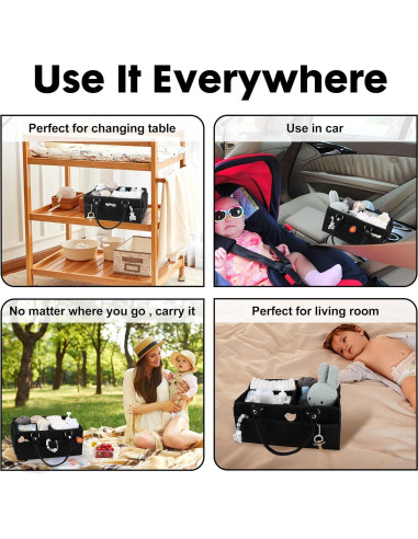 Caddy Organizador de Pañales XUANGUO Negro Grande 40.64x25.4cm