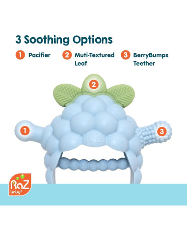 Juguete de Morder RaZbaby RaZberry Grip Silicona 3M+ Azul