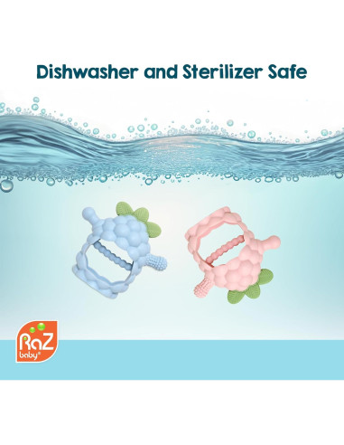 Juguete de Morder RaZbaby RaZberry Grip Silicona 3M+ Azul